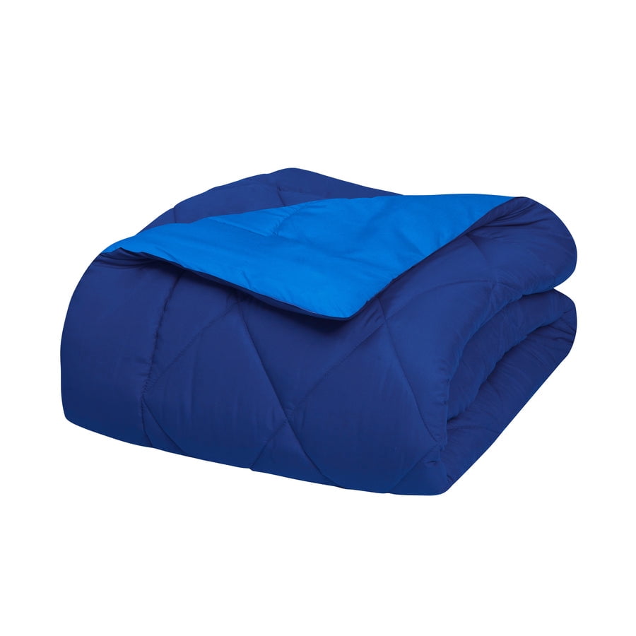Lightweight Reversible 3-Piece Comforter Set All Seasons, Down Alternative Comforter with 2 Pillow Shams Twin/Twin XL, Navy/Aqua