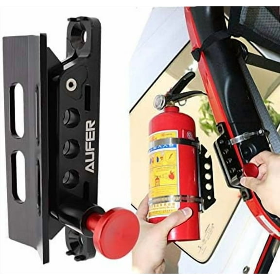 Adjustable Roll Bar Fire Extinguisher Mount Holder Compatible with for Jeep Wrangler Gladiator Ford Bronco UTV Polaris RZR Can Am ATV Large Motorcycle Fire Extinguisher Mounting Bracket