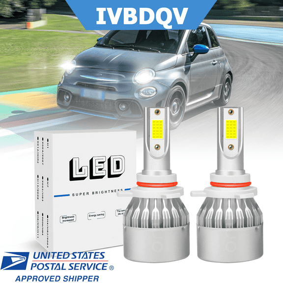 For Fiat 500 2012-2019 LED Headlights 9012/HIR2 High/Low Beam Bulbs Kit 2Pcs Bright White