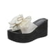 thumbnail image 2 of Sandalias Mujer Casual Peep Toe High Chunky Wedge Heels Shoes Lace Bow Slippers Wmkox8yii ytu4412, 2 of 8