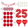 thumbnail image 2 of Red Number 25th Birthday Decoration Set Happy Birthday Banner Balloons 25 Years Old Birthday Party Supplies Helium Balloons Number 25 Balloons Latex Balloon Foil Balloon, Red 25th Party Balloons, 2 of 5