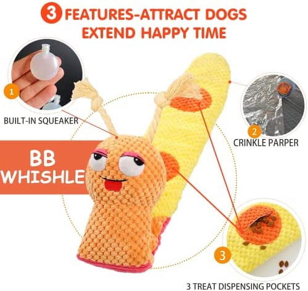 Dog Enrichment Toys - Dog Puzzles Squeaky Treat Dispensing Crinkle Plush Snuffle Toys - Treat Toy for Small Medium Large Breed Puppy, Snail