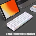 thumbnail image 3 of Triple Mode BT5.0 2.4G USB Mechanical Keyboard,61 Keys Rechargeable Silent Mini  Keyboard,Compact Gaming Keyboard with RGB Backlight for Laptop Phone Tablet, 3 of 7