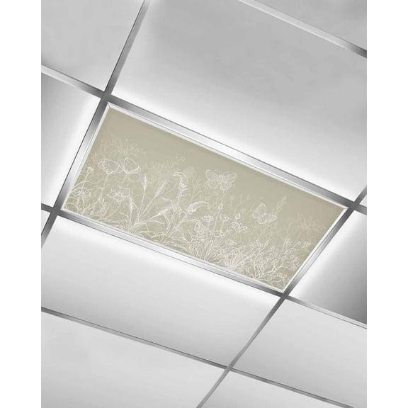 Fluorescent Light Covers for Ceiling Lights 1 Pack, Spring Floral Magnetic Ceiling Light Covers 2x4ft for Classroom Office School, Modern Art Pastoral Summer Botanical Drop Ceiling Light Shade