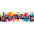 thumbnail image 4 of Musical Theme Happy Birthday Banner with Guitar and Notes Decorations Background Backdrop for Birthday Party Photography Props and Party Decor Supplies, 4 of 4
