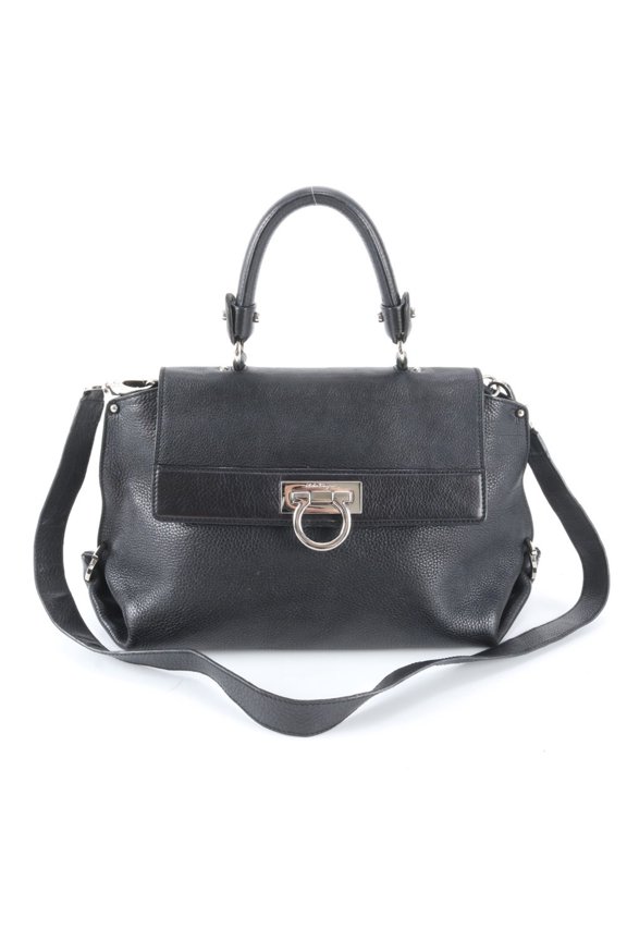 Pre-Owned Salvatore Ferragamo Gancini Sofia leather 2-way shoulder...
