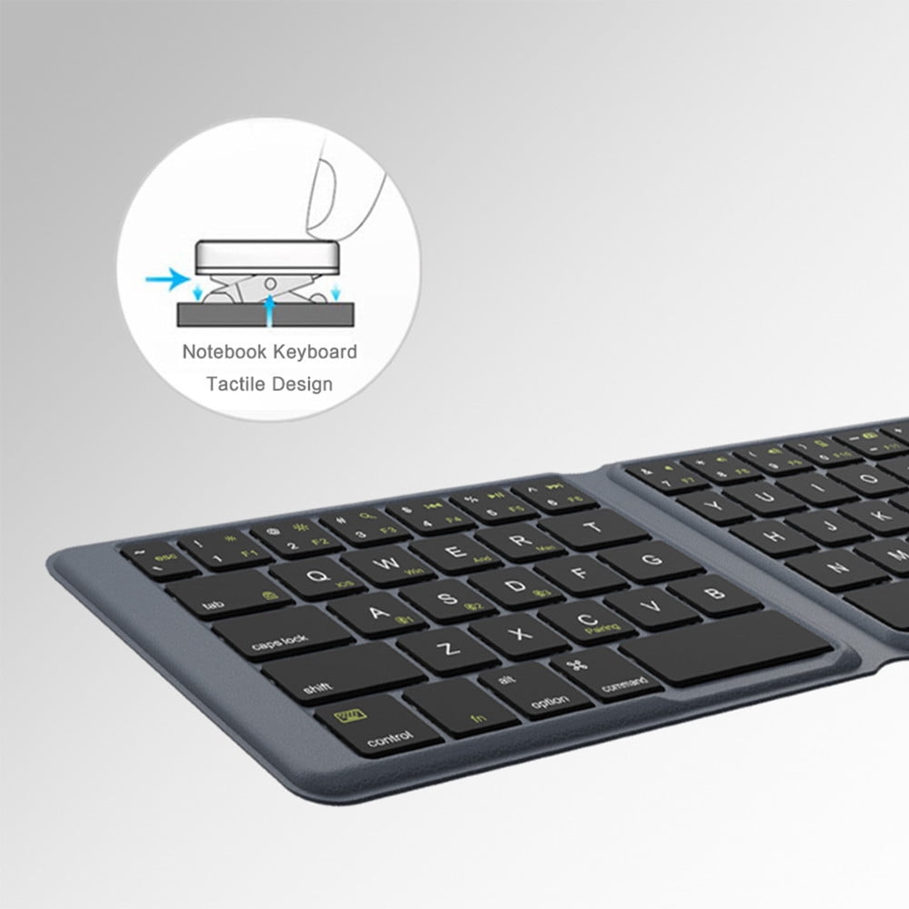 Folding Bluetooth Keyboard with Leather Case, Rechargeable Wireless Keyboard Built-in Touchpad & Left/Right Buttons