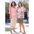 thumbnail image 4 of Roaman's Women's Plus Size Lace Sleeve Printed Tee, 4 of 5