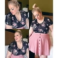 thumbnail image 2 of TIYOMI Plus Size Lace Floral Tops For Women Crewneck Pullover Zip Short Sleeve Tunics Black Summer Blouse XL 14W 16W, 2 of 4