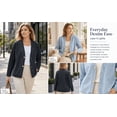 thumbnail image 5 of Qzmelv Shirts for Women Long Sleeve Collar Pocket Button up summer loose Plain Tops for Women, 5 of 9