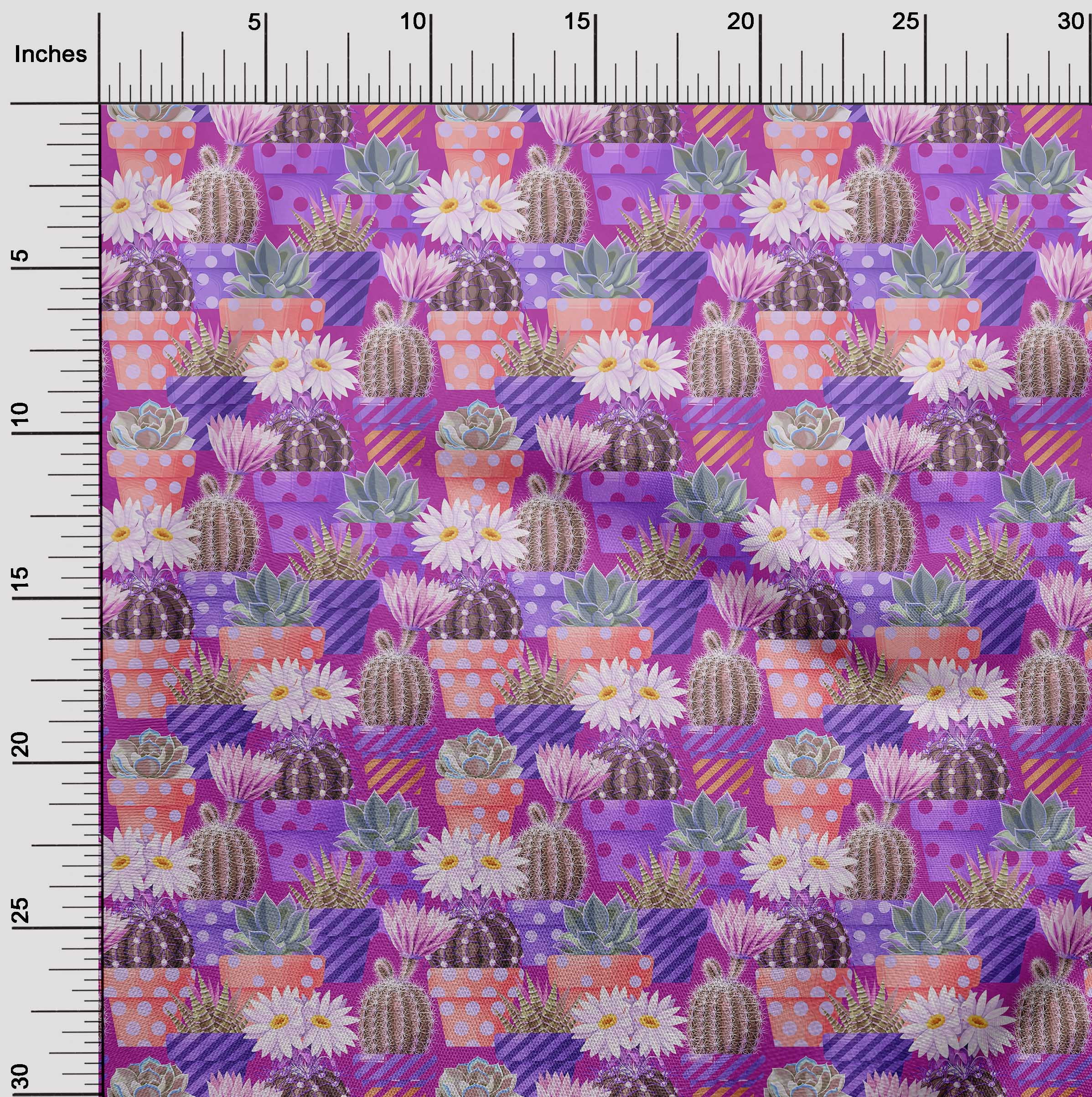oneOone Cotton Jersey Purple Fabric Plants Cactus With Flowers Diy Clothing Quilting Fabric Print Fabric By Yard 58 Inch Wide