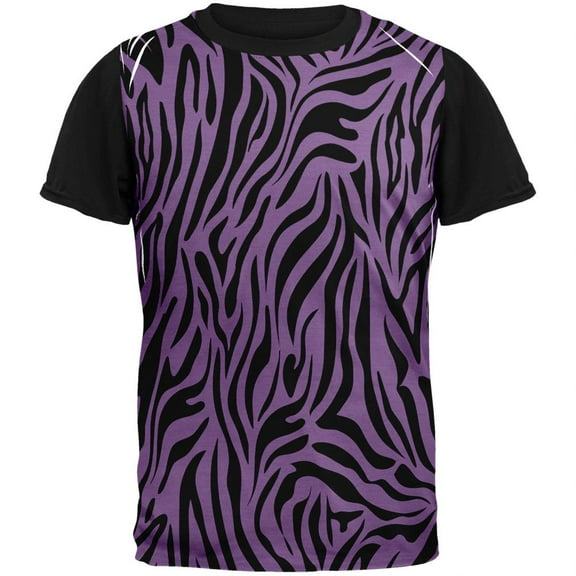 Zebra Print Purple Adult Black Back T-Shirt
