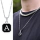 thumbnail image 1 of Vnox-Collar con colgante geométrico con letras iniciales de A-Z para hombre, cadena de cuerda cubana con caja, Collar cuadrado Simple de acero inoxidable, 1 of 4