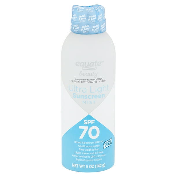 Equate Beauty Ultra Light Sunscreen Mist, SPF 70, 5 oz