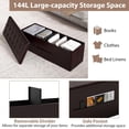 thumbnail image 5 of CZMDZH 43 Inches Folding Storage Ottoman Bench, Upholstered PU Leather Storage Chest with Side Pocket, Padded Seat, End of Bed Bench, Dark Brown, 5 of 9