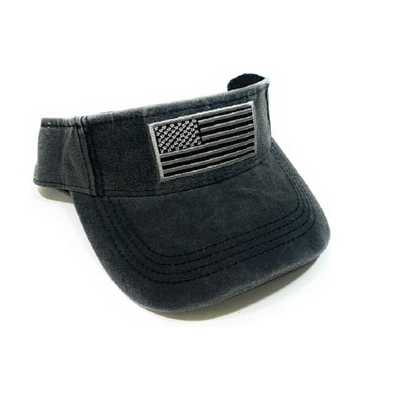USA Visor American Flag Hat Patriotic Sun Cap Black