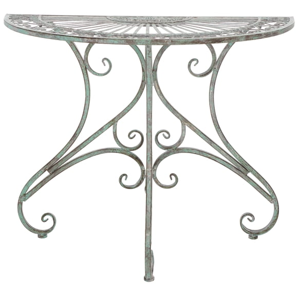 SAFAVIEH Annalise Outdoor Patio Semi-Circle Accent Table, Antique Green