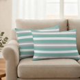 thumbnail image 2 of Aqua Grey Stripe Outdoor Waterproof Pillow Covers, Minimalist Farmhouse Striped Decorative Rectangle Throw Pillowcase Sofa Cushion Sham for Patio/Couch/Chair, 20"x12" 2 Pack, 2 of 8