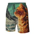 thumbnail image 6 of Uemuo Space Adventurer Cat Pattern Men's Swim Trunks Hawaiian Beach Bathing Suit Swimsuits Beach Quick-Dry Shorts with Pockets-X-Large, 6 of 9