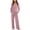 Pink, variant on Enjoytime Travel Outfits for Women V-Neck Long Sleeve Button Down Blouse with Elastic Waist Pants 2 Piece Set Solid Color Casual Comfy Loungewear