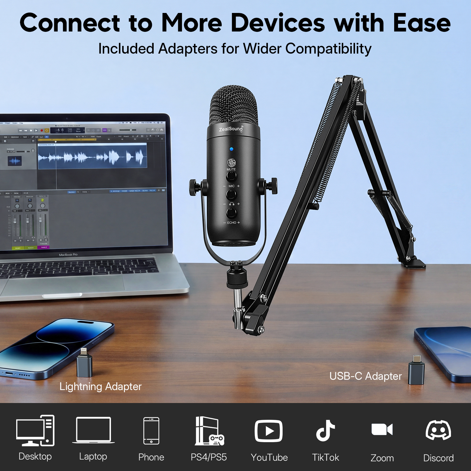ZealSound Gaming Microphone Kit with Boom Arm and Controls photo 5