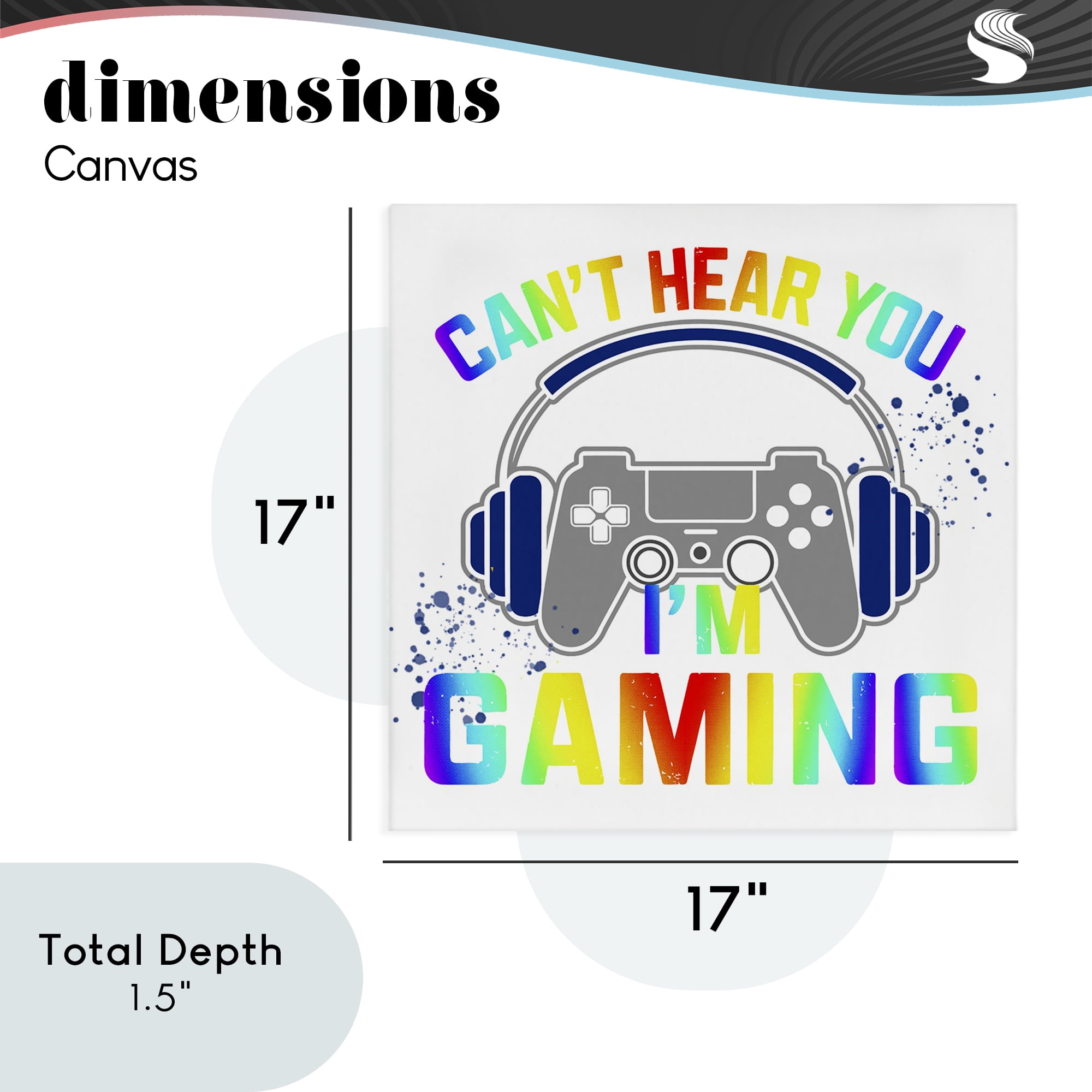 Rainbow Can't Hear You Gaming Canvas Wall Art, design by Kim Allen