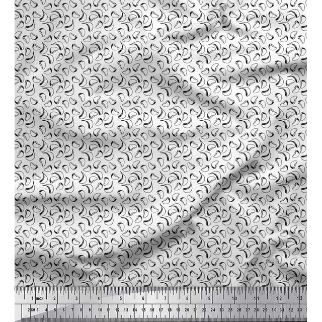 Soimoi Black Rayon Fabric Garlic Vegetable Print Fabric by the Yard 56 Inch Wide