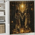 thumbnail image 5 of Vintage Egyptian Symbol Print Shower Curtain Set Bathroom Set Decorative Abstract Temple Pharaoh Hieroglyphics Anubis Bird 4 Piece Shower Curtain, Toilet Cover, U-Mat, Floor Mat, 5 of 8