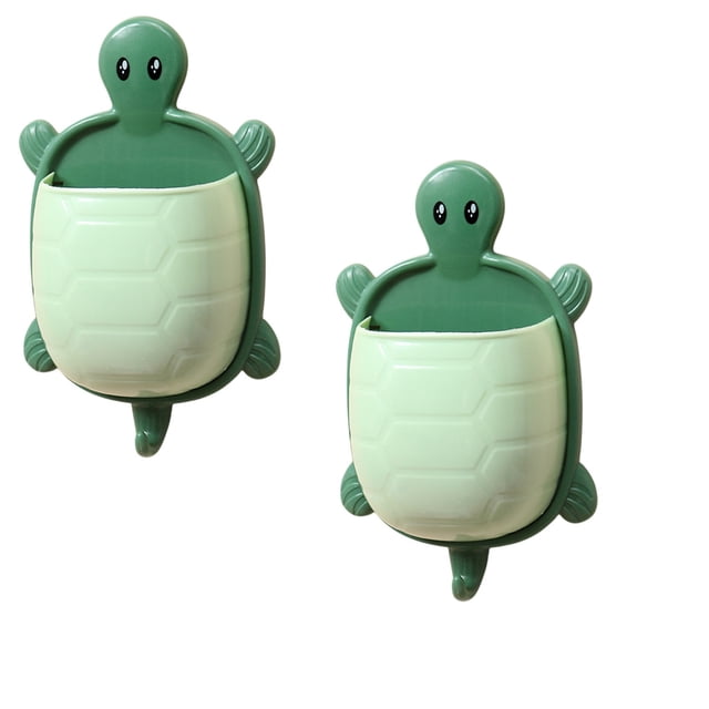 Turtle-Shaped Toothbrush Holder, Bathroom Wall-Mounted Rack, No-Drill Installation, Plastic Organizer, Pet-Friendly Design