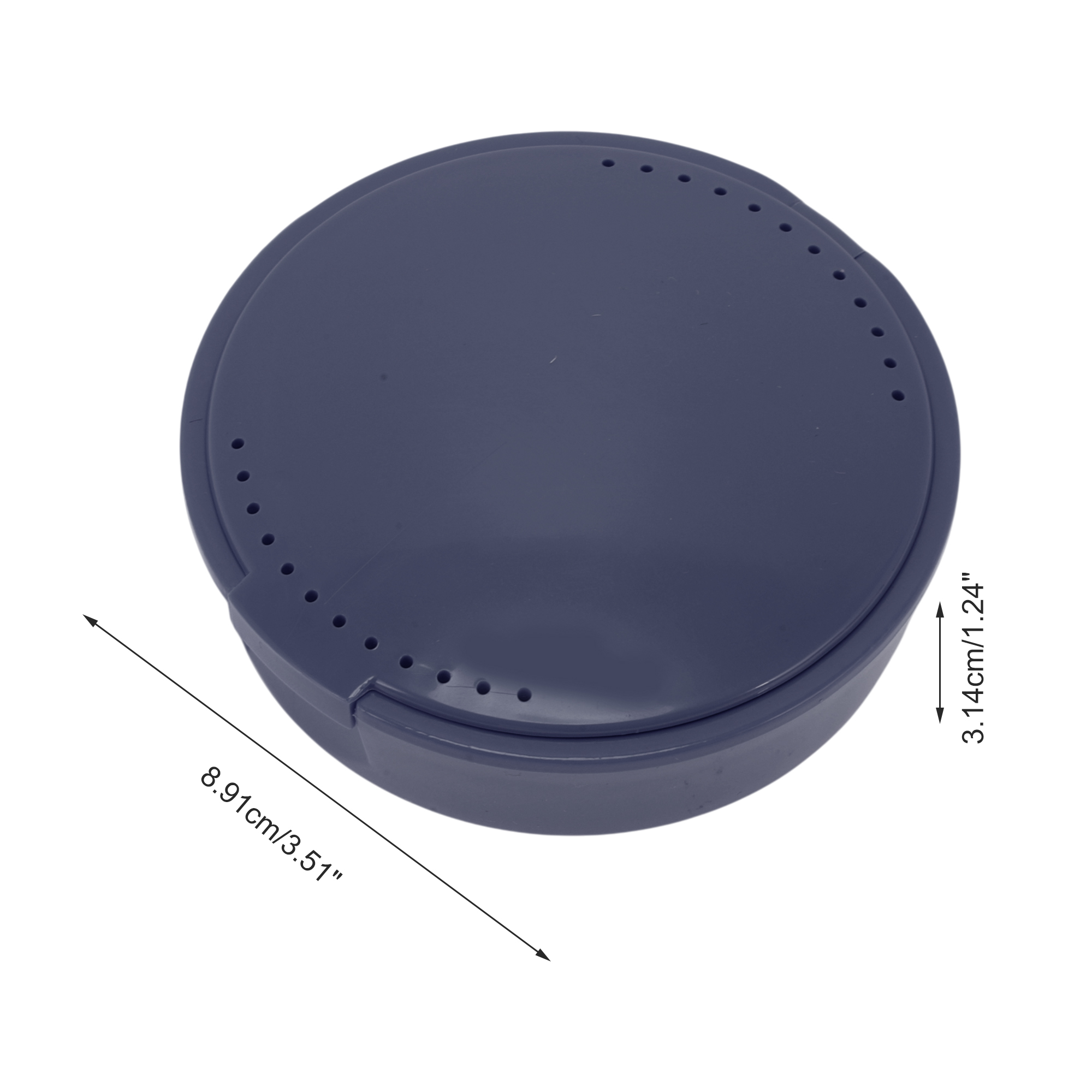 Unique Bargains Round Braces Box with Mirror 1 Pc Dark Blue