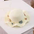 thumbnail image 2 of Odeerbi Toddler Hat Kids Boys Girls Beach Hat Summer Sun Hat Children Flower Bow Decorated Rope Hat White, 2 of 3