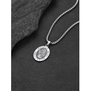 FaithHeart Saint/St. Christopher Pendant Necklace for Men Women Stainless Steel Catholic Christian Patron Oval Medal Blessings Amulet Silver Men Jewelry Gift for Boyfriend Husband Birthday