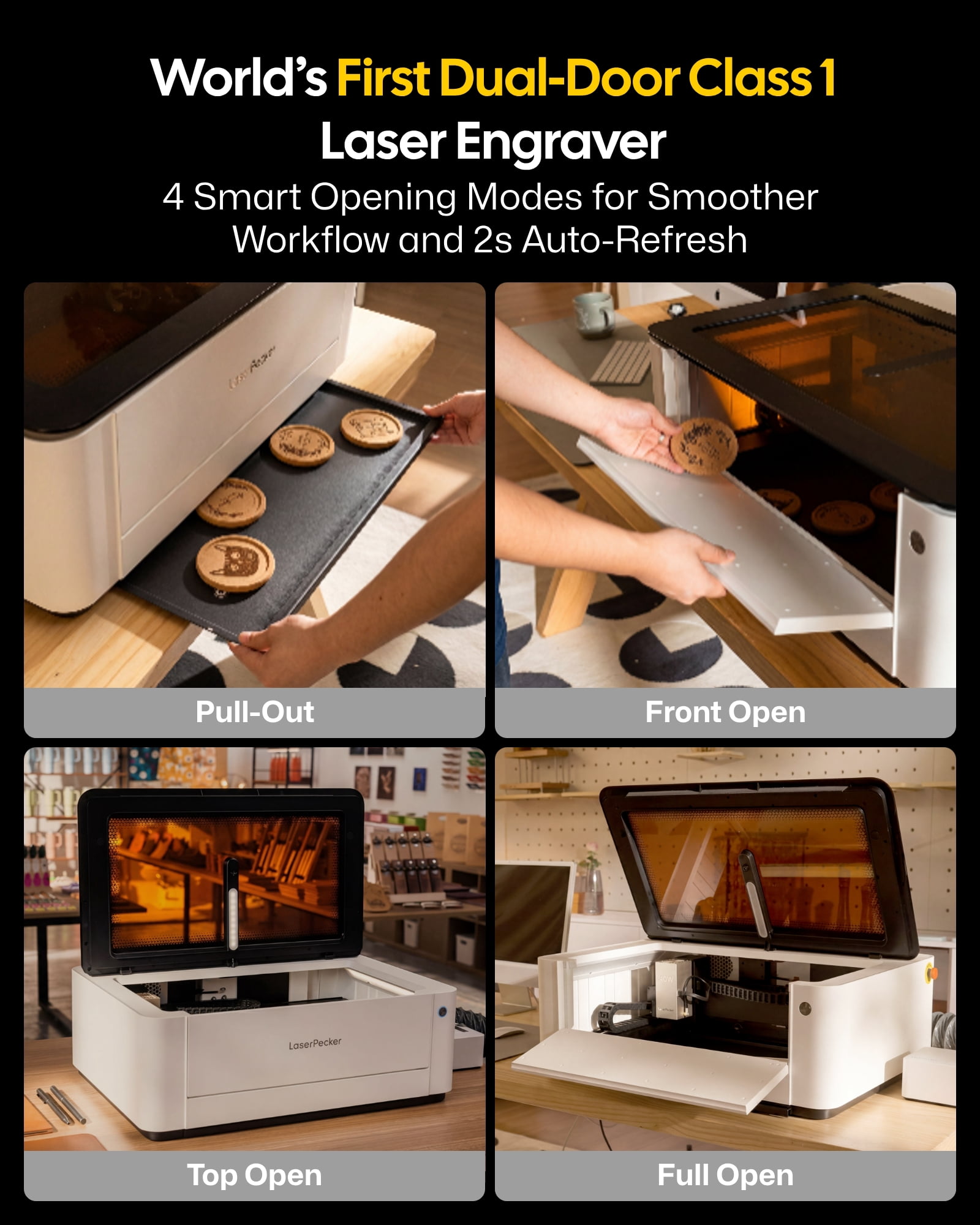 LaserPecker LX2 All-in-One Desktop Laser Engraver Cutter, 20W, 19.7" x 12" Working Area, 1000mm/s High-Speed