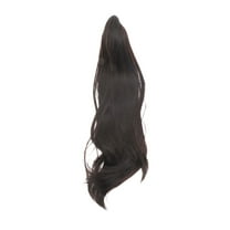 Unique Bargains 1 Pc Medium Length Ponytail Wig Hair Clips for Hair Extension 17.72" Length Dark Red Brown