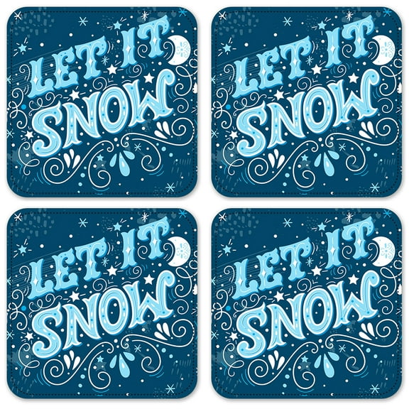 Vinyl Drink Coasters - Set of 4 - Let It Snow