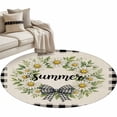 thumbnail image 2 of Area Rug 48in, Summer Words Farm Daisy Flowers Floor Carpet Living Room Rug, Black White Butterflies Non-Slip Welcome Mat Indoor Rugs for Bedroom Dining Room, 2 of 9