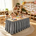 thumbnail image 2 of 75x180cm Black Pleated Ruffled Teacher Desk Skirt Washable Table Cover For Back To School Classroom Kitchen Party Cabinet Decoration, 2 of 4