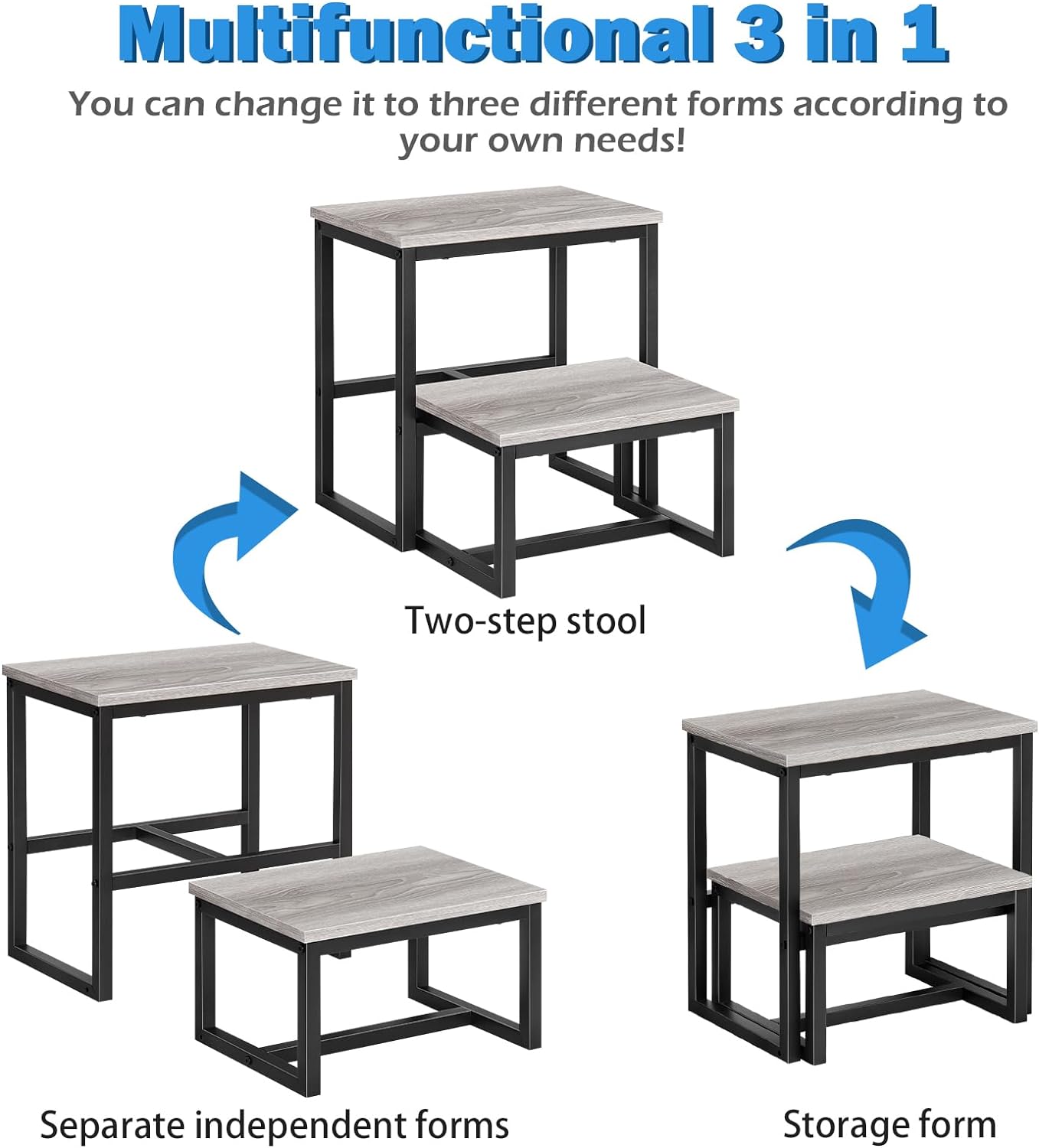 3-in-1 Step Stool 3-in-1 Wooden & Adults – 16.3