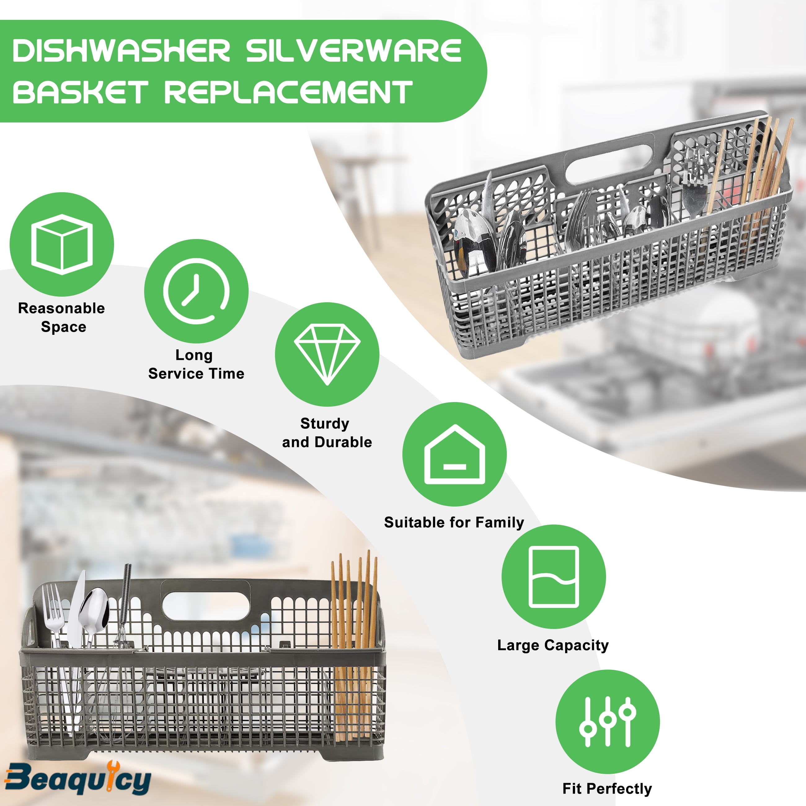 Beaquicy Dishwasher Silverware Basket Replacement for Whirlpool WP8531233