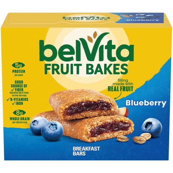 belVita Fruit Bakes, Blueberry, Soft Baked Breakfast Bars, 5 Packs (2 Fruit Bars Per Pack)
