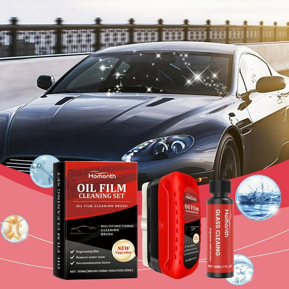 Auto Glass Oil Film Remover Set Decontamination Waterproofs Cleaning Car Windowss Rain-proof Cleaning Car Glass Cleaning Brush 150ml