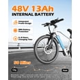 thumbnail image 3 of 700W Electric Bike for Adults, 26" E-Bike, 20MPH, 48V 13Ah Internal Battery, UL2849, 3 of 8