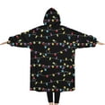 thumbnail image 2 of Oversized Wearable Blanket Hoodie,Multicolor Christmas Light Pattern Sherpa Blanket Hoodie with Super Pockets,Super Warm Fuzzy Pullover for Women & Men, 2 of 6
