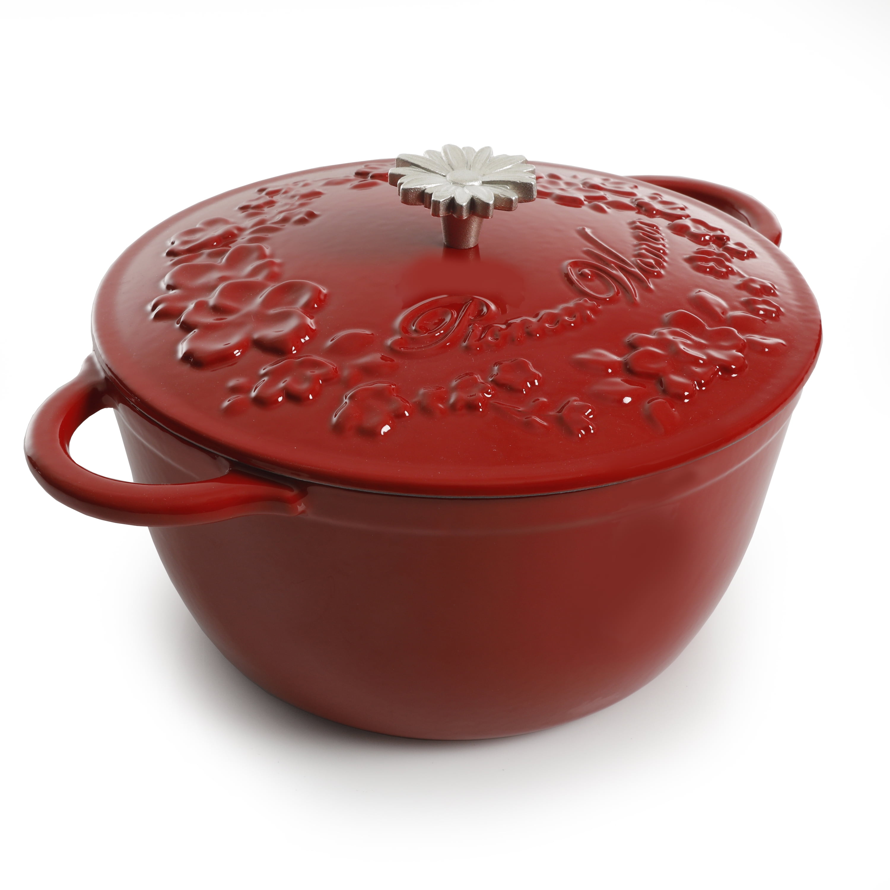 The Pioneer Woman Timeless Beauty Enamel Cast Iron 5-Quart Dutch Oven, Red