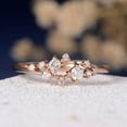 thumbnail image 2 of 0.50 Carat Man made diamond moissanite Cluster Ring Twig Engagement Ring Floral Unique Wedding Band Snowflake Design in Silver with 18k Rose Gold Plating, 2 of 9