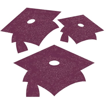 Burgundy Red Mortarboard Graduation Cutouts, 12 pk