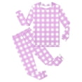 thumbnail image 3 of Elegyee Toddler Girls Plaid Pajamas Soft Long Sleeve Top Pants Sleepwear Set, Purple, Size 4-5, 3 of 6
