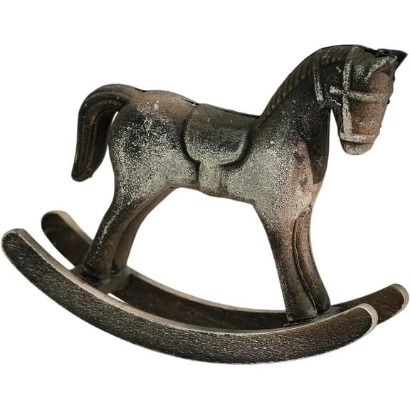Vintage Wooden Rocking Horse Decor - Sturdy and Elegant Horse Sculpture for Home, Office & Gift - Perfect for Desktops, Living Rooms, and Bedrooms