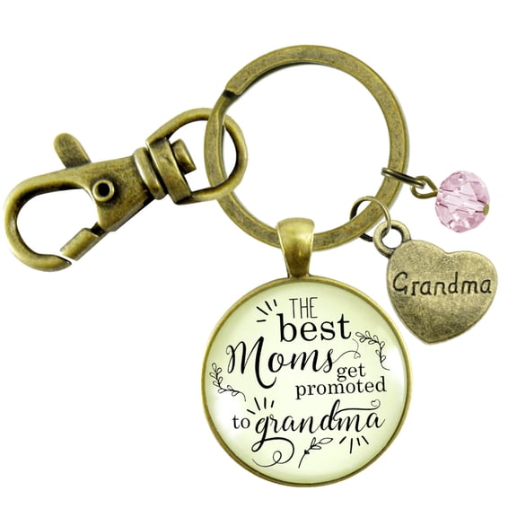 Pregnancy Announcement Grandma Gender Reveal Keychain Best Mom Gift Baby Girl Jewelry Pink Heart