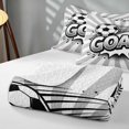 thumbnail image 4 of Manfei Soccer Sport Twin Quilt Set, Geometric Stripe Twin Coverlet Set, Grey Monochrome, Reversible 2pcs, 1 Bedspread and 1 Pillowcase, 4 of 7